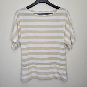 Gianni Bini Dolman Sleeve Gold Metallic and White Top, Size L